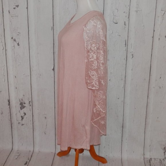 Andree by UNIT Women's Large Light Pink Lace Attached Cape Casual Dress 3560 - Picture 5 of 9